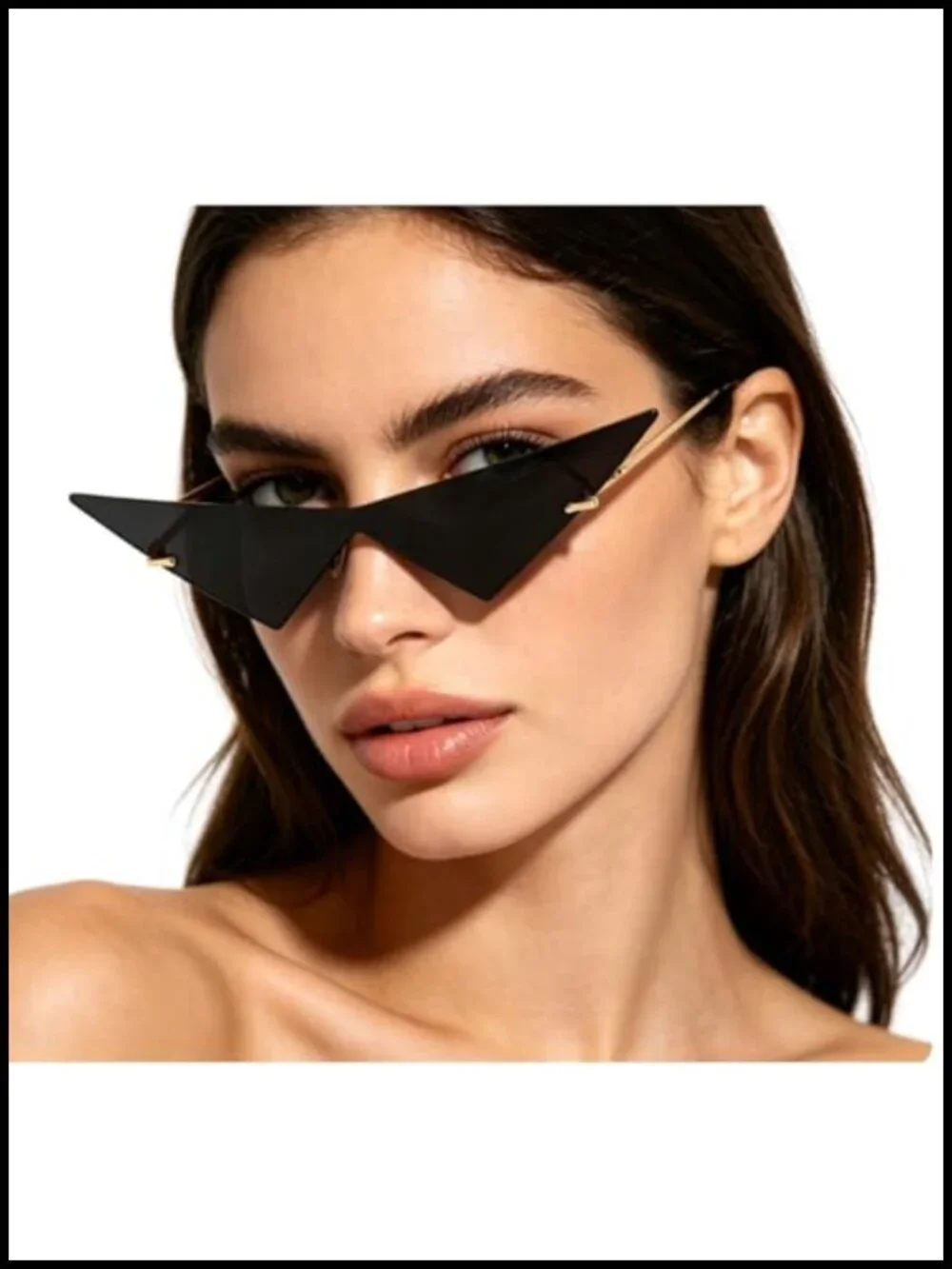 Triangle One Piece Frameless Sunglasses for Women Men Punk Rimless Ocean Lens